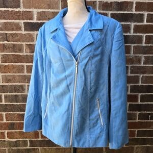 Allison Daley Blue Vegan Suede Jacket